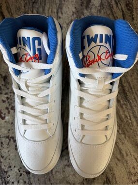 Kids' High-Top Sneakers - White with Blue Accents NIB